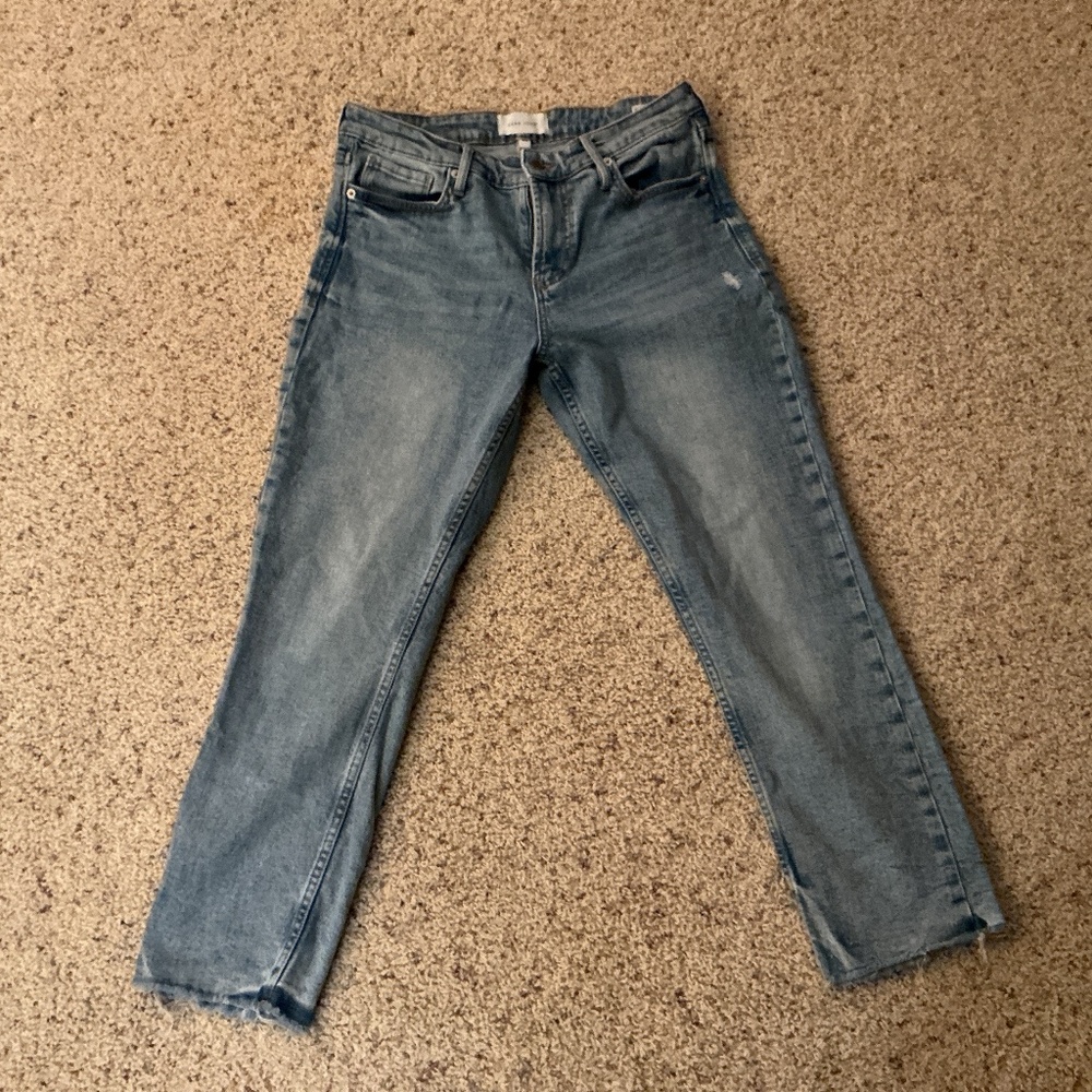 Dear John Blaire Straight Jeans Sz 30 Light Wash Raw Hem Casual Denim